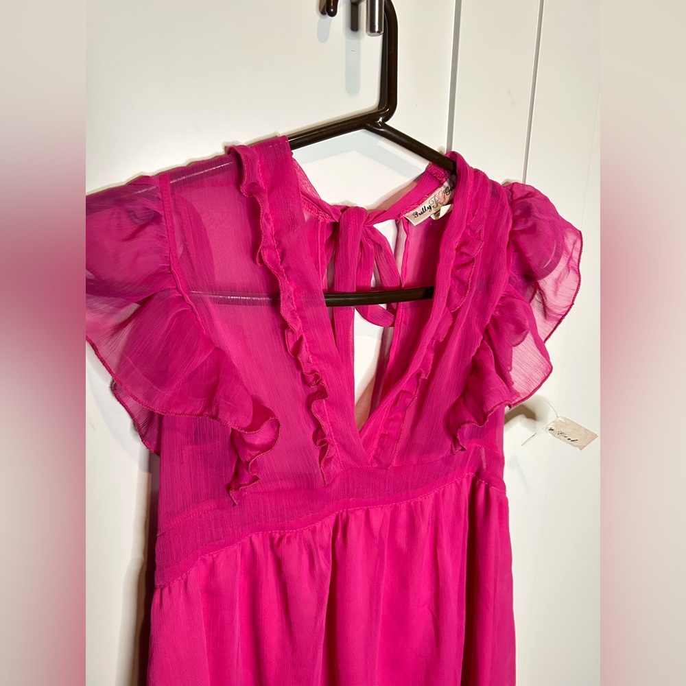 Vibrant Pink Ruffle Dress